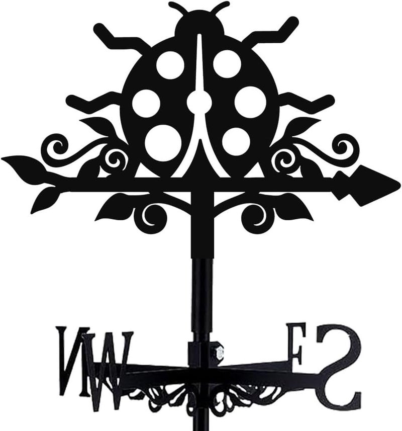 beinkmake Ladybug Weathervane Metal Wind Vane Animal Ladybird Garden Art Decoration Direction Sign Indicator Stake Mount Ornament for Patio Lawn Farmhouse Yard Roof Outdoor - Image 1